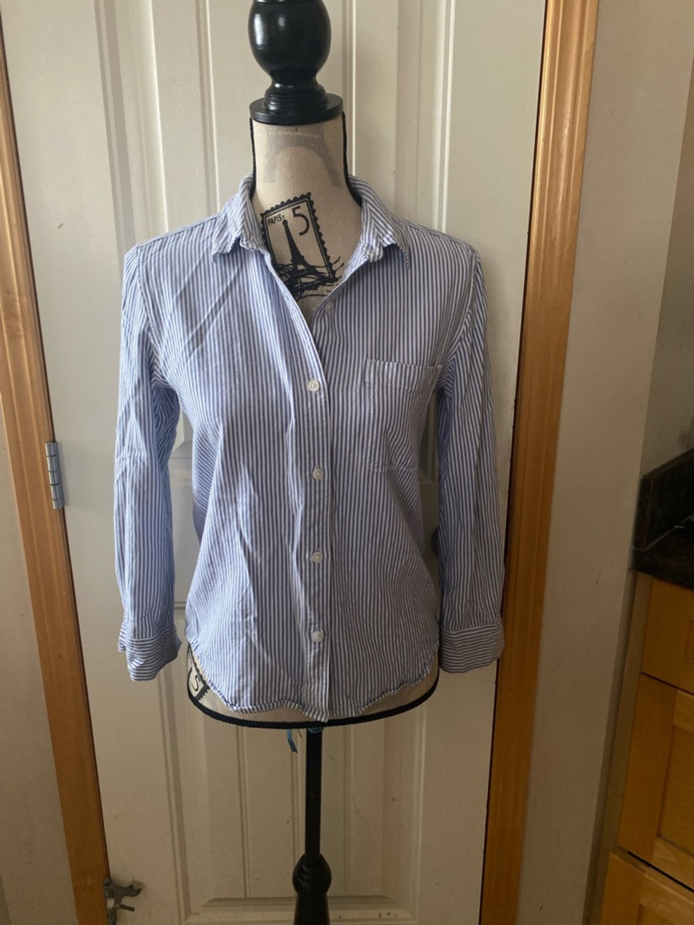 Sunday Best Blue & White Striped Casual Button-Down Shirt